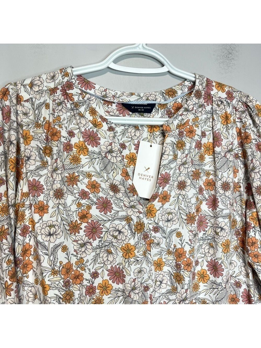 NWT Denver Hayes Floral Print Long Sleeve Tie Waist Dress, size M - Picture 2 of 13